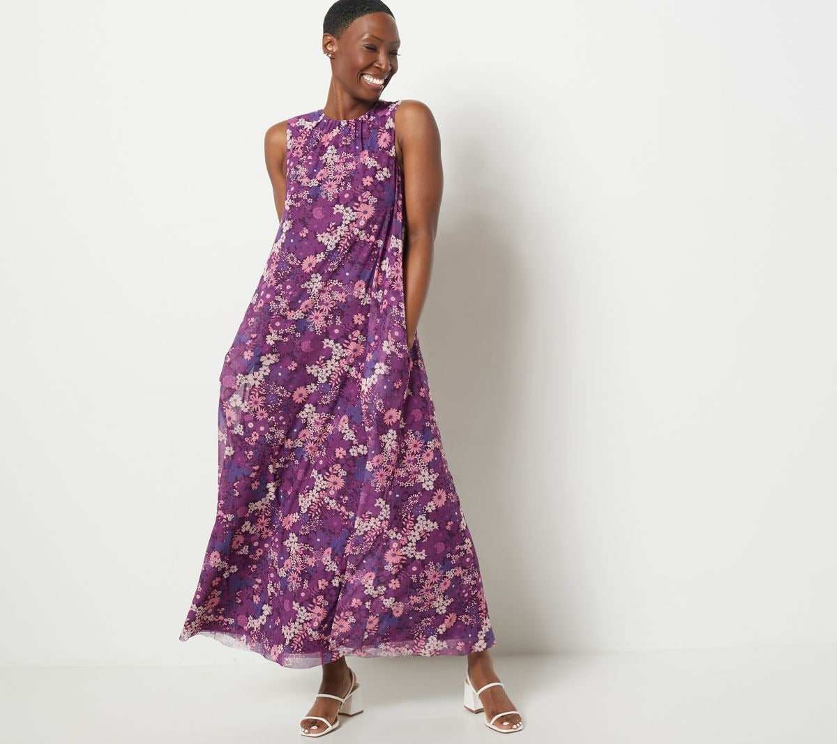 Knit Mesh A-Line Maxi