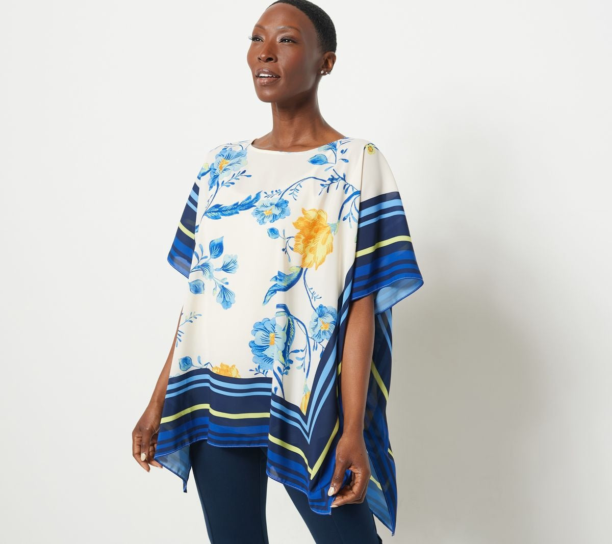 Printed Floral Chiffon Scarf Top