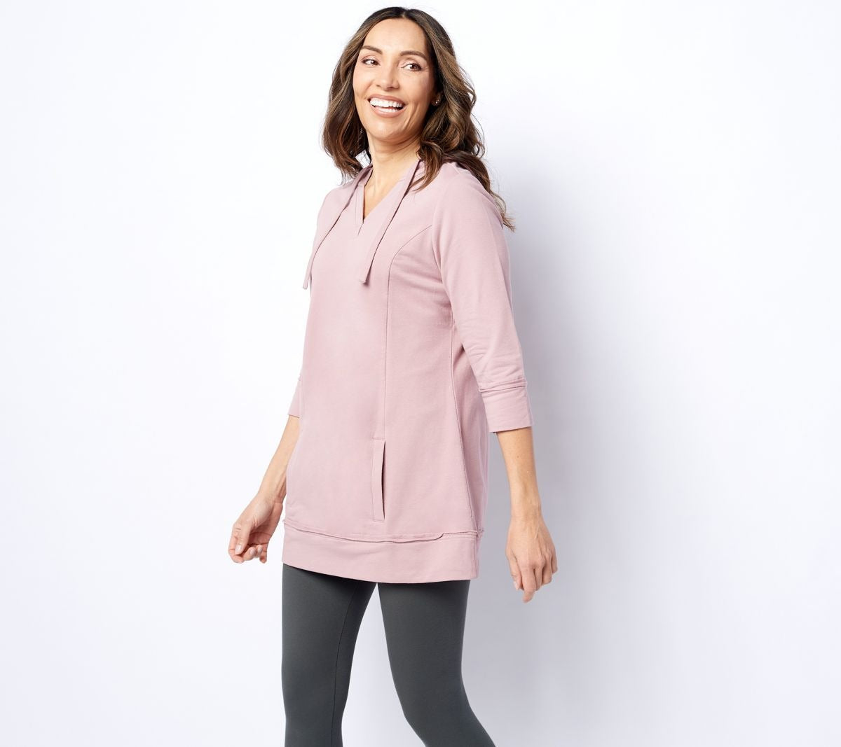 Active French Terry 3/4 Sleeve V-neck