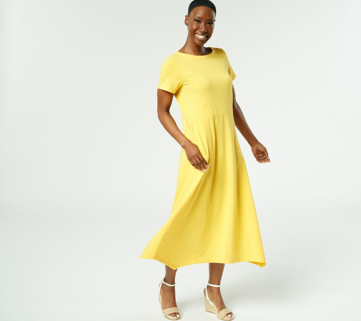 Cotton Blend Knit Midi