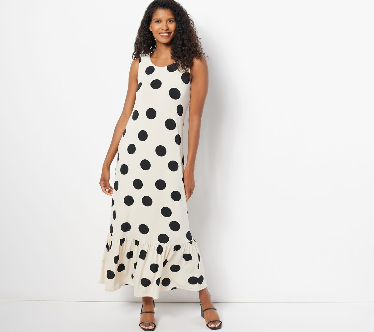 Knit Printed Ruffle Midi