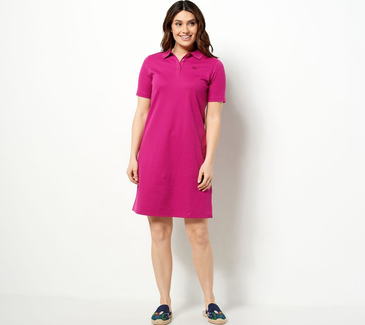 Cotton Blend Knit Polo Dress