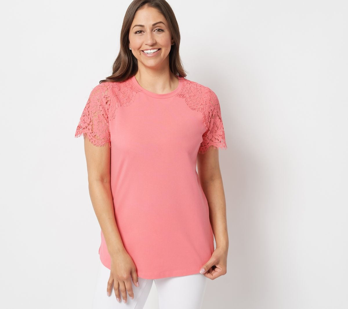 Crew Neck Top with Lace