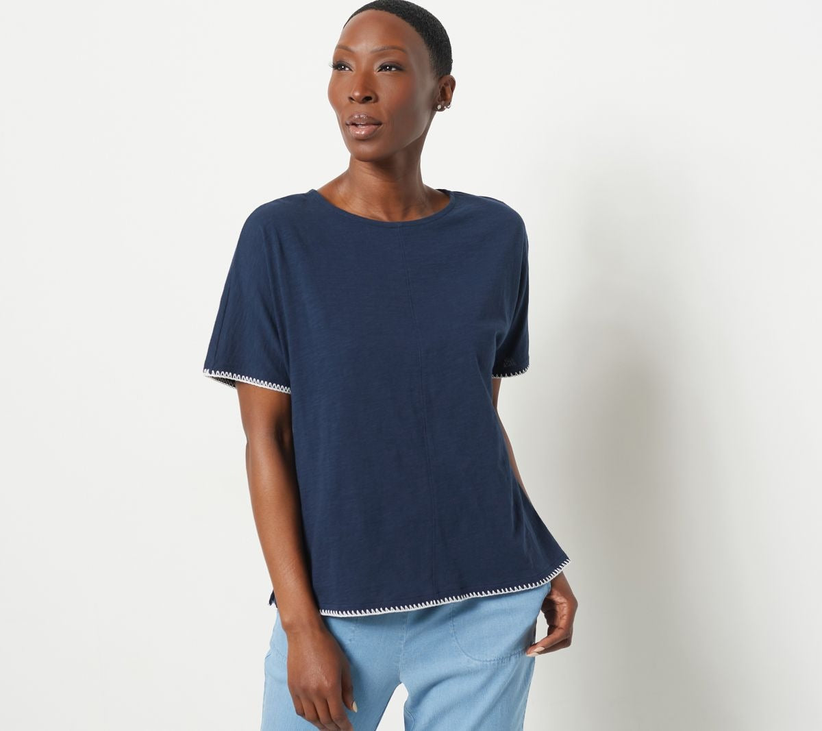 Cotton Short Sleeve Dolman Top
