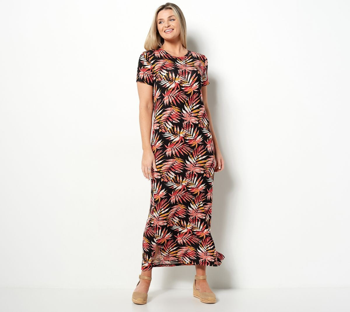 Drapey Knit Printed Maxi Dress
