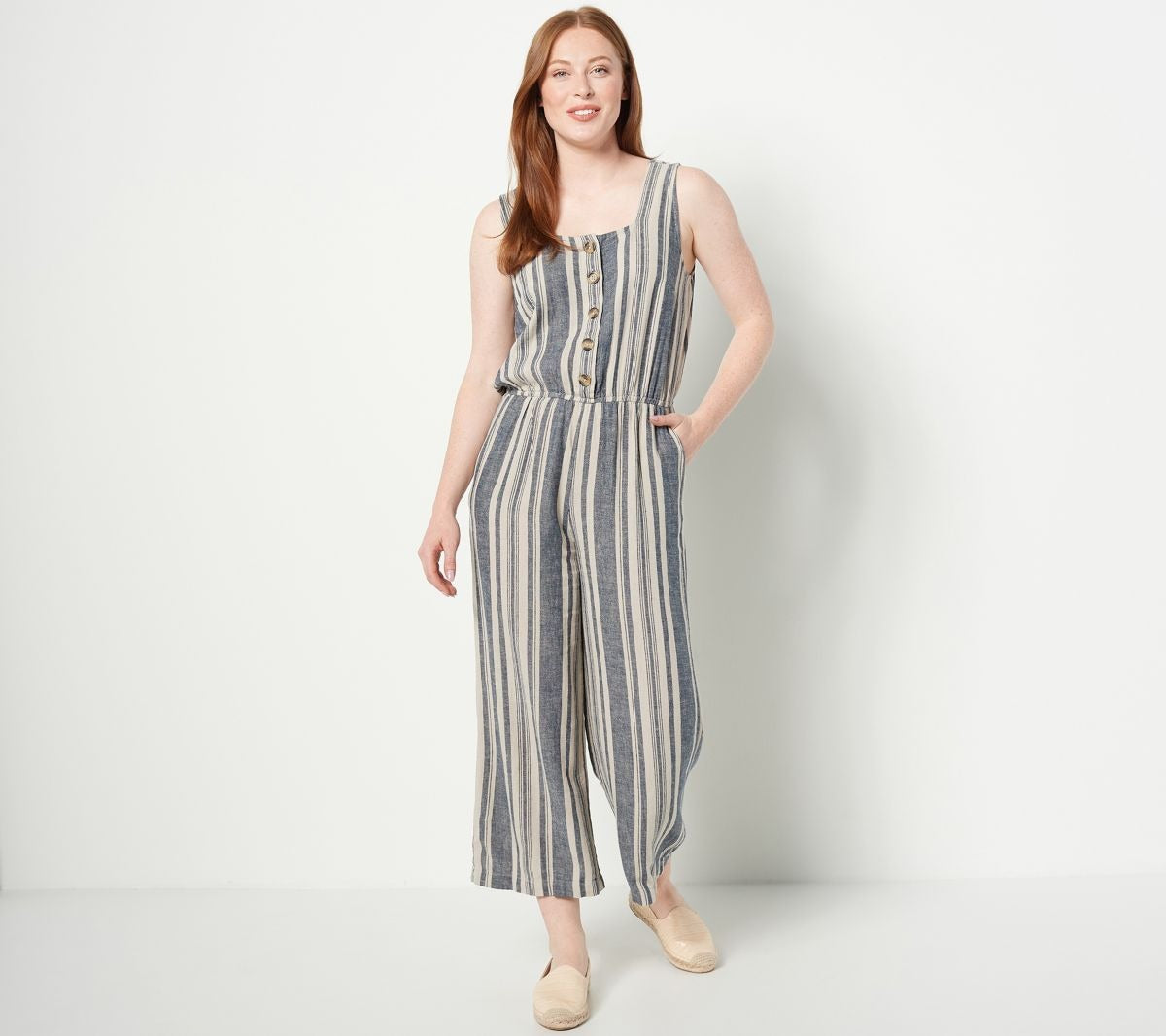 Striped Linen Button Front