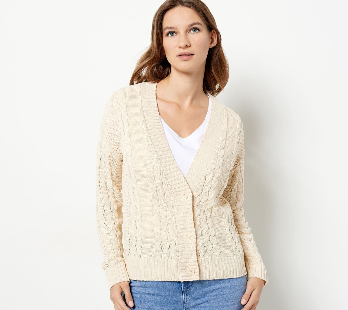 Cable Knit Cardigan with Button