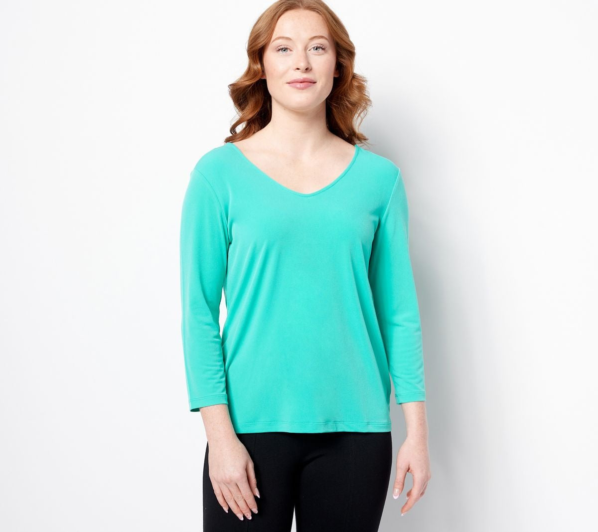 Liquid Knit 3/4 Sleeve Top w/ Back