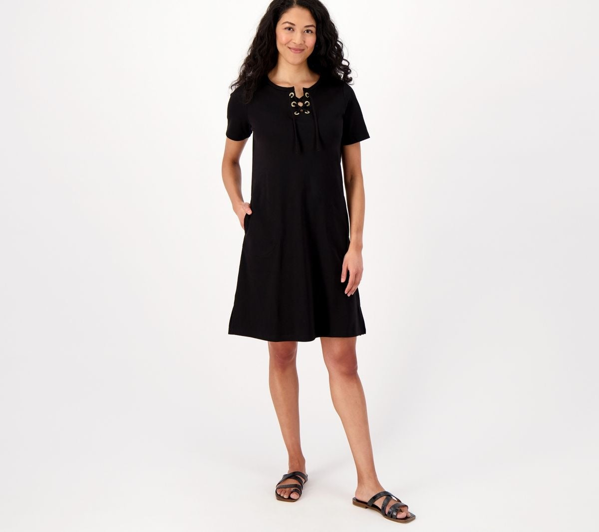 Grommet Lace Up Dress