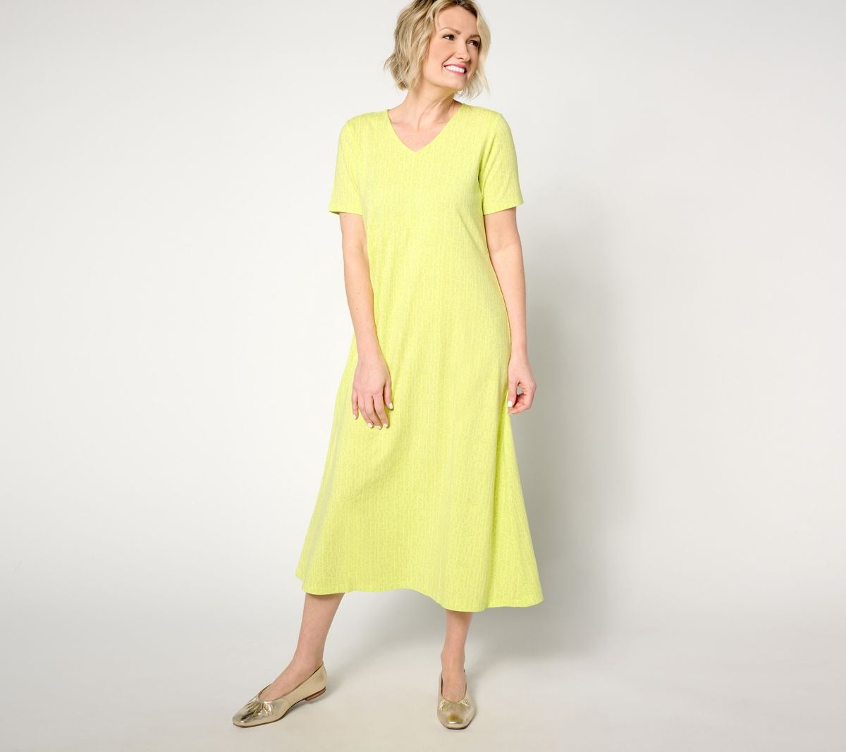 Printed Knit Midi Dress