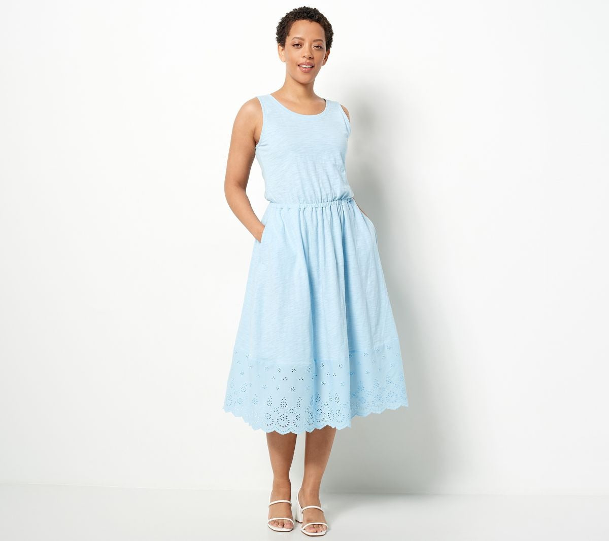 Knit Midi Dress with Eyelet