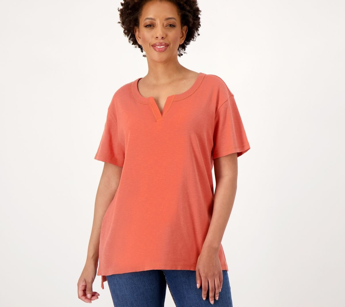 Notch Neck A-Line Knit Top