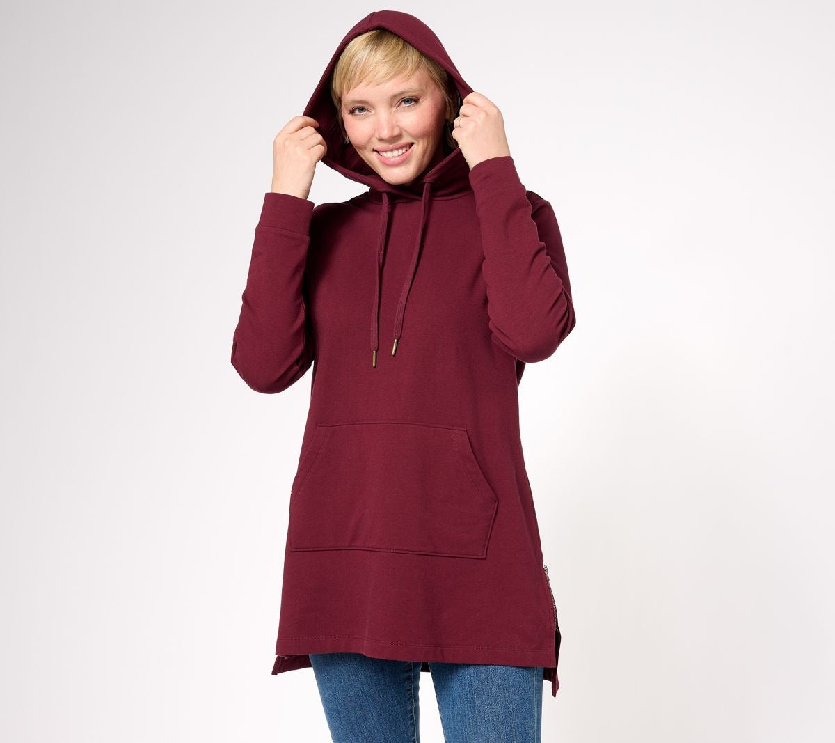 French Terry Pull-Over Hoodie Tunic
