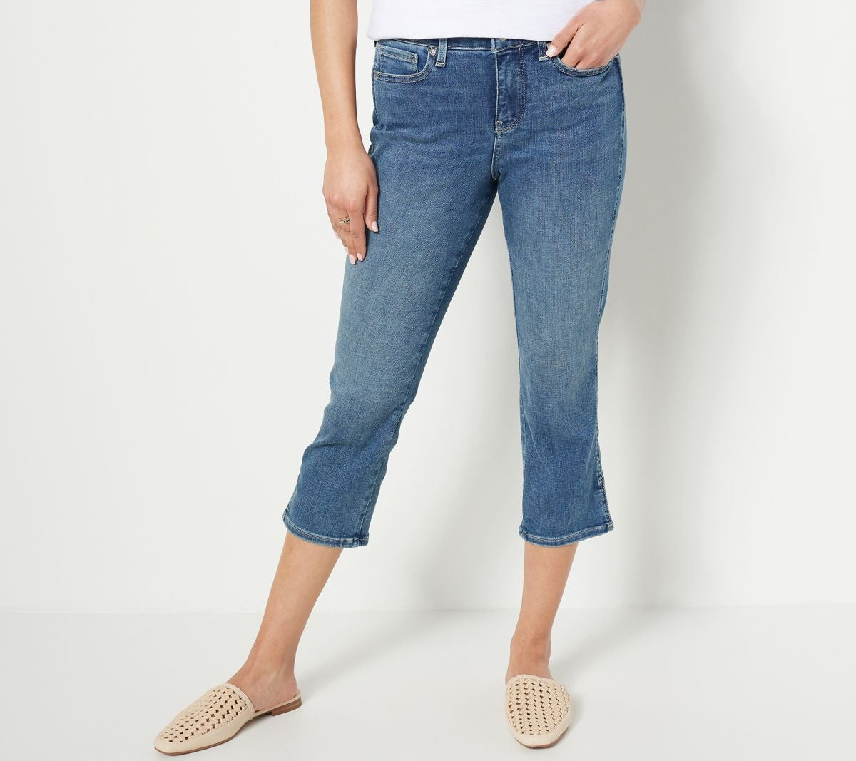 Chloe Crop Jeans with Double Needle Slits