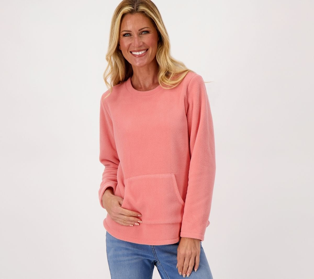 Fleece Round Neck Shirttail Hem Top