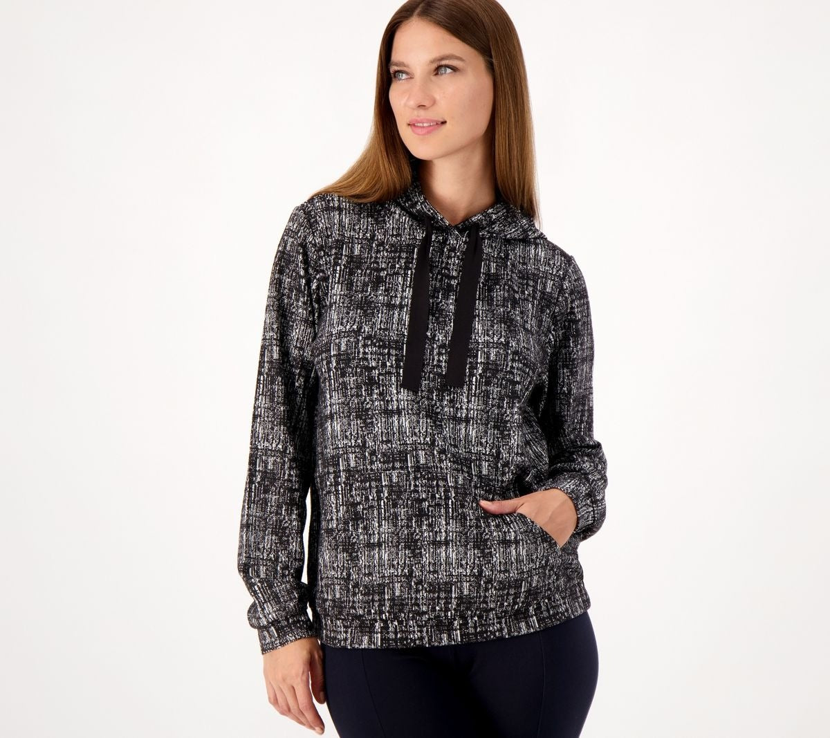 Knit Plaid Hoodie Sweatshirt