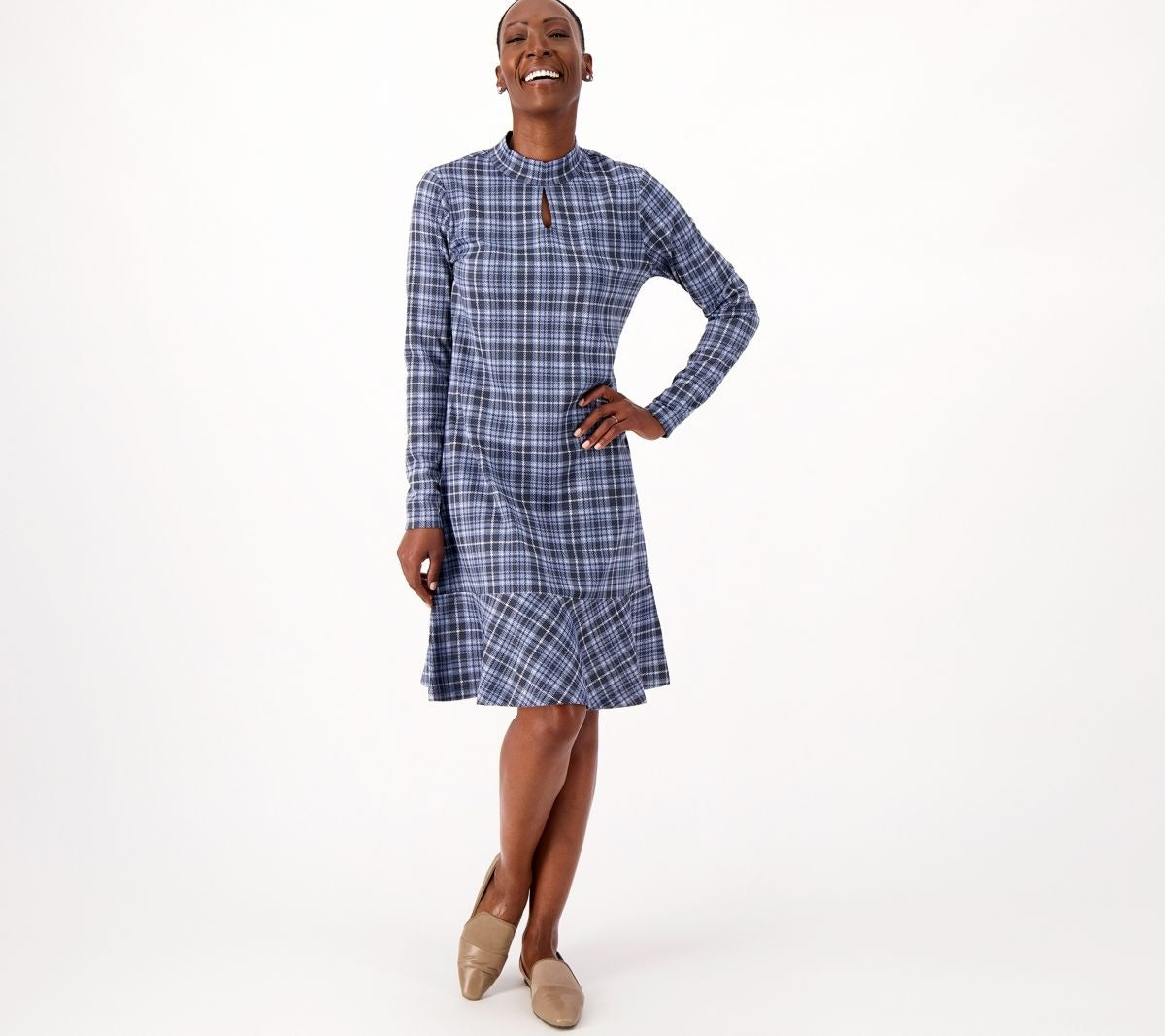 Regular Plaid Jacquard Mock