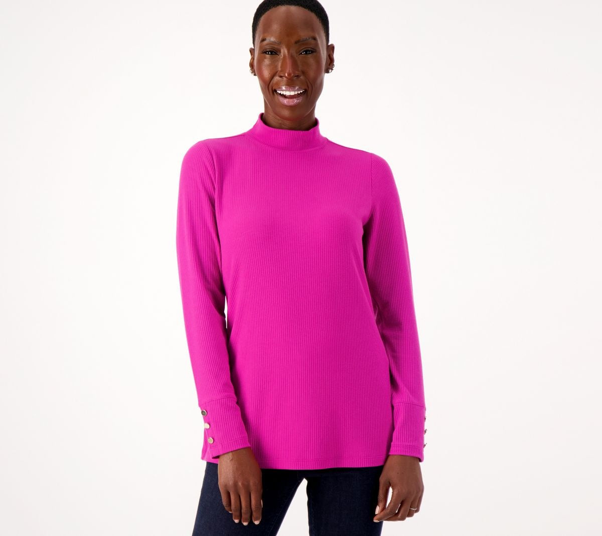 Rib Knit Mock Neck Long Sleeve Top