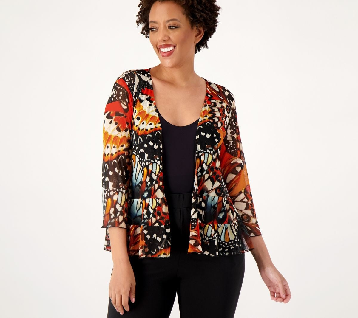 Mesh Printed Peasant Hem