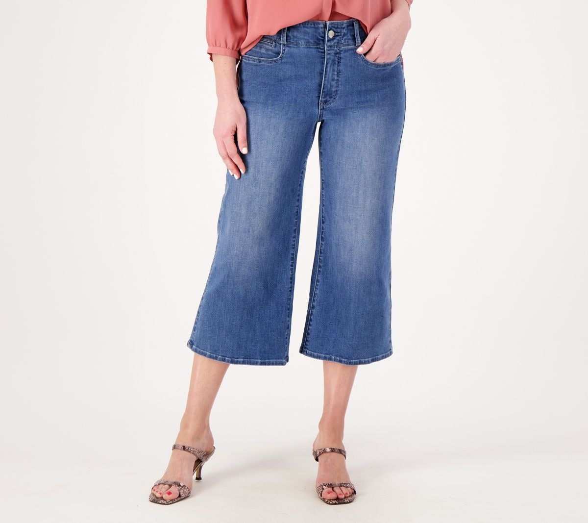 Cool Embrace Wide Leg Denim Crop Jeans