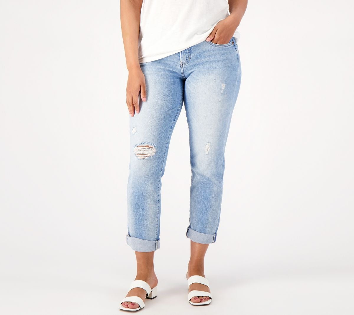 Carter Girlfriend Jeans with Cuff- Calm