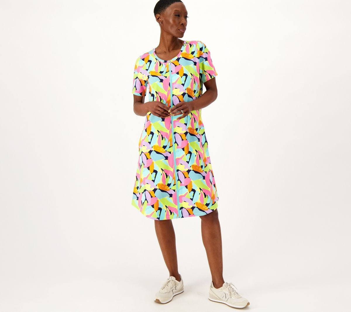 French Terry Short Sleeve Zip-Up