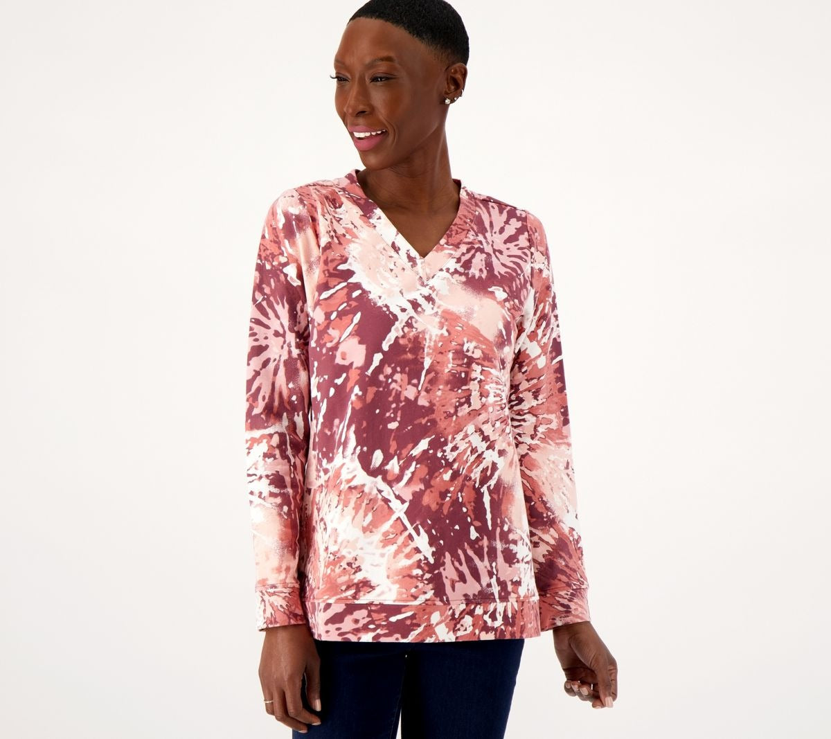 Active Printed French Terry V-Neck