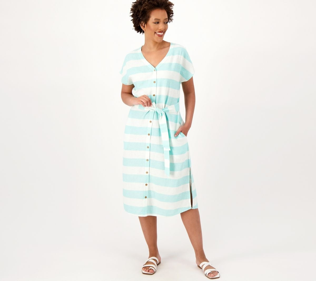 Beach Petite Striped Long Shirt