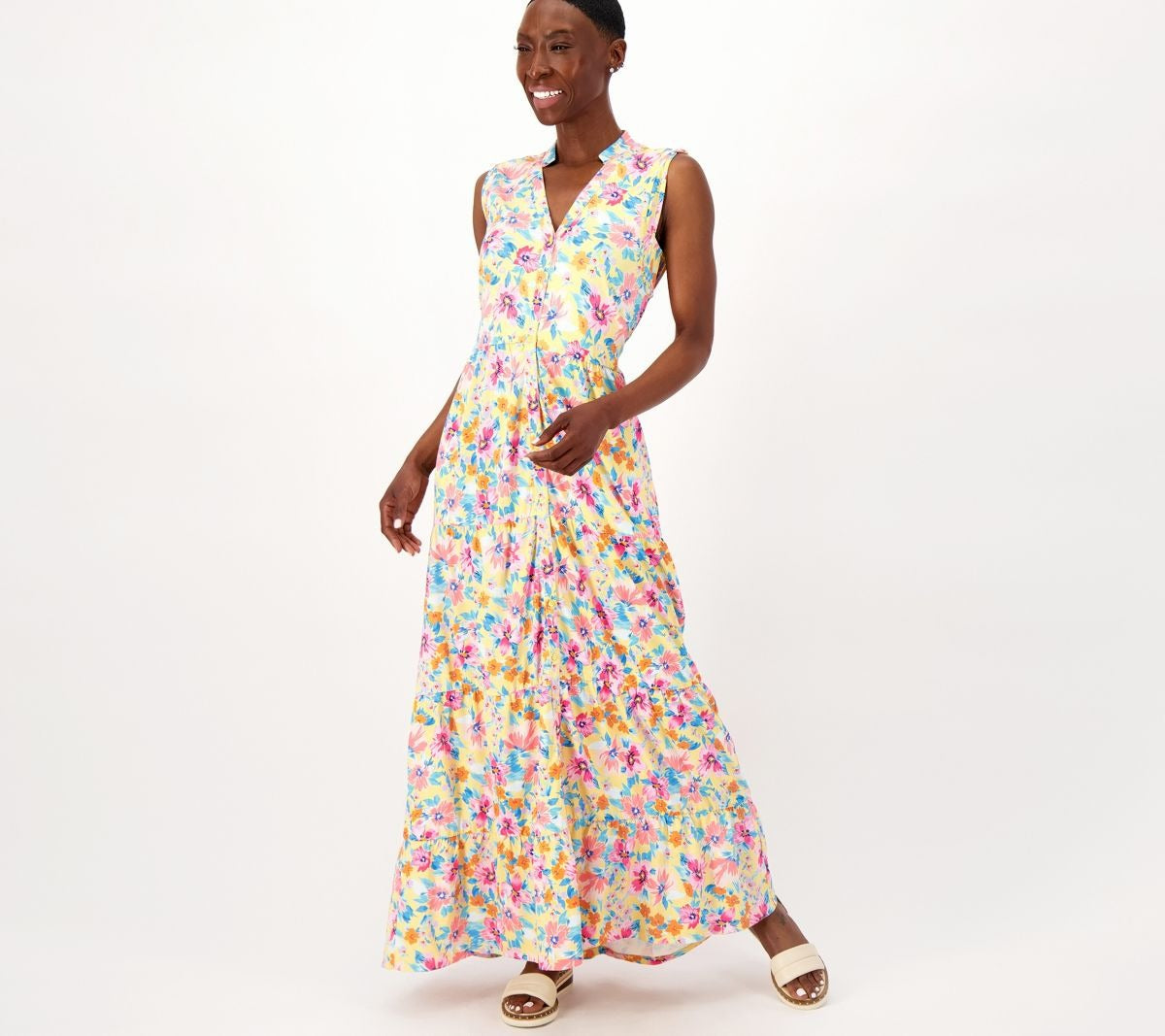 Printed Sleeveless Maxi Dress