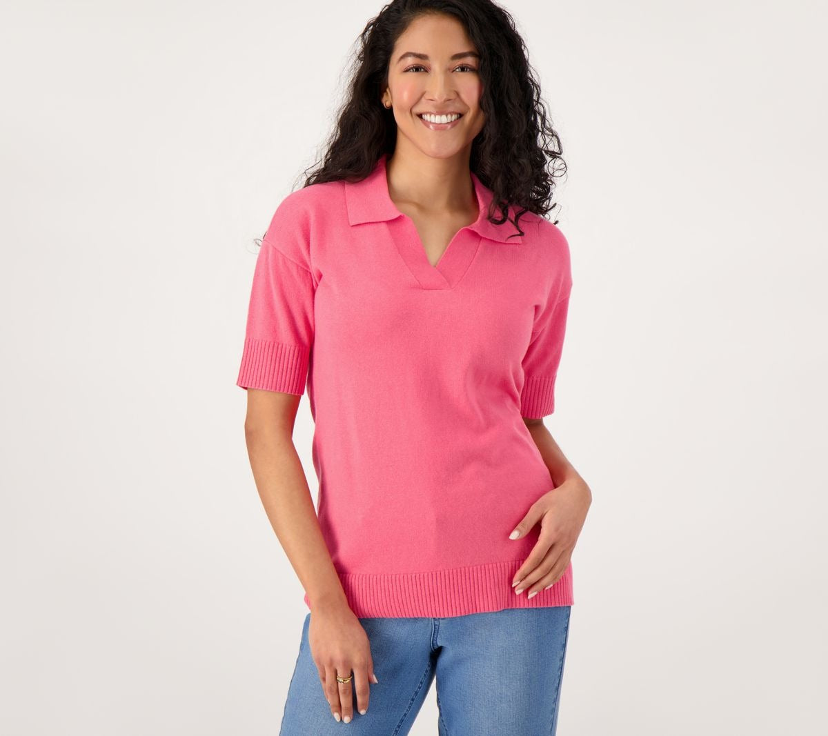 Polo Collar Drop Shoulder Elbow