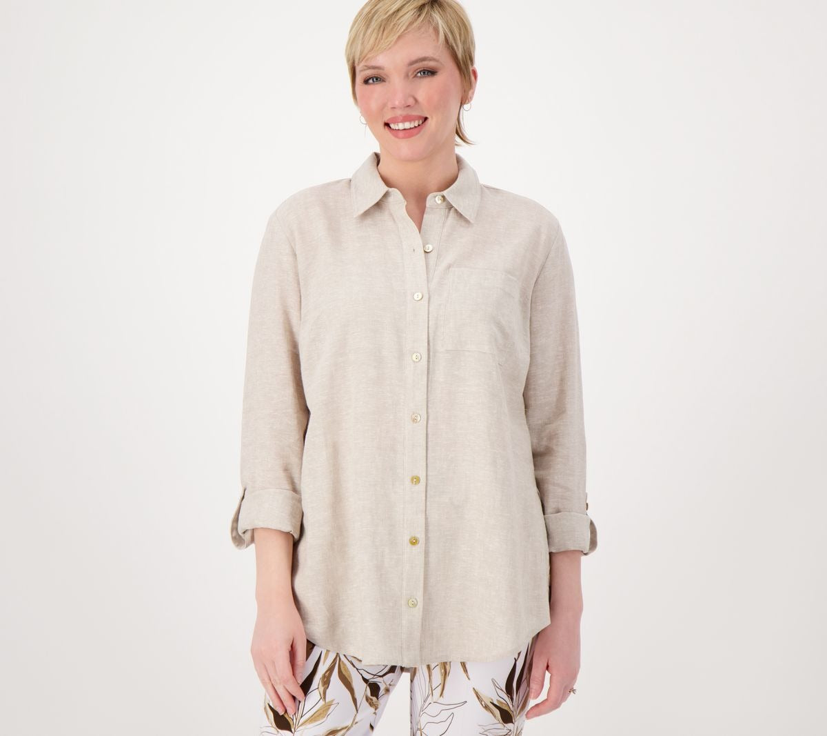 Pure Linen Blend Button