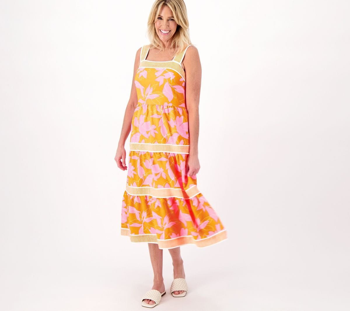 Petite Printed Tiered Midi