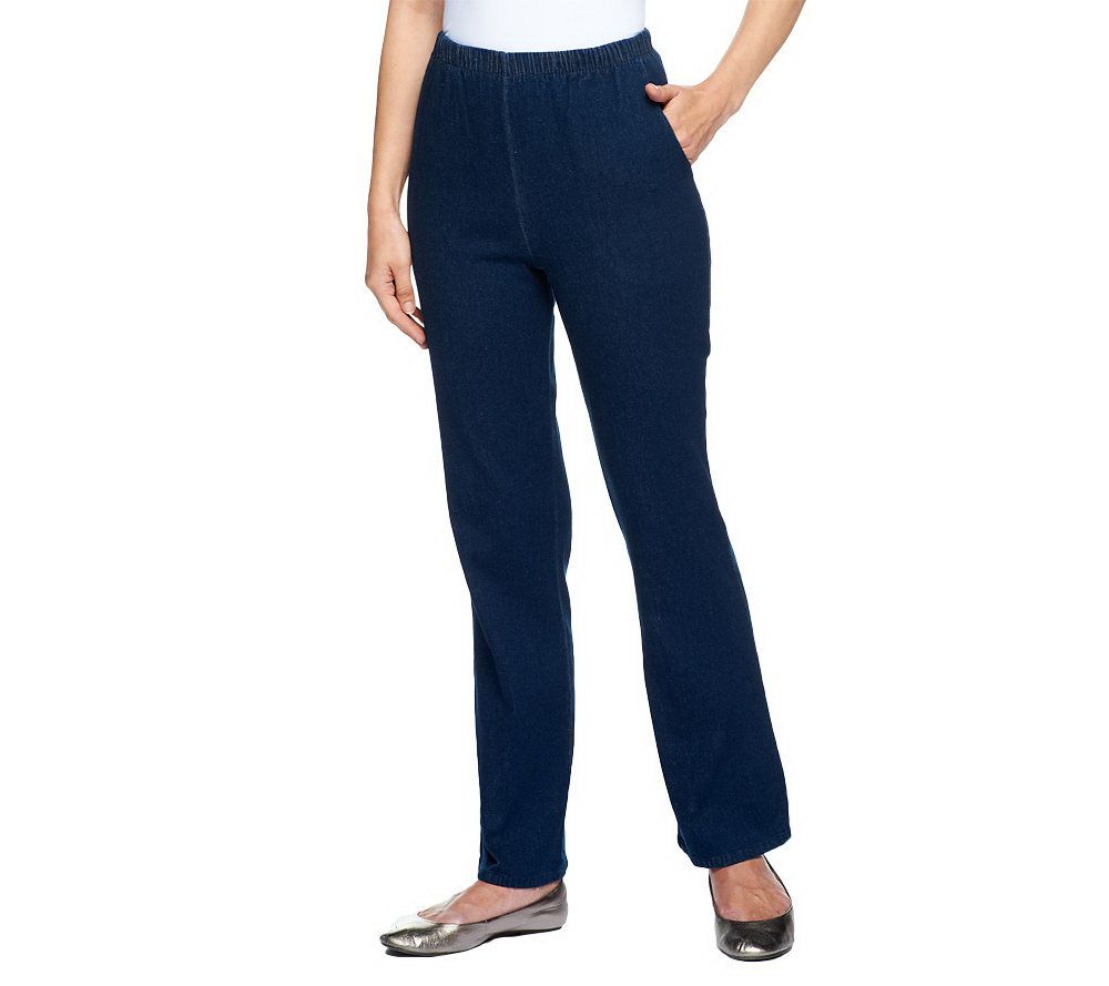 "How Timeless" Stretch Boot Cut Pants w/ Side Pockets - Dk Indigo Denim