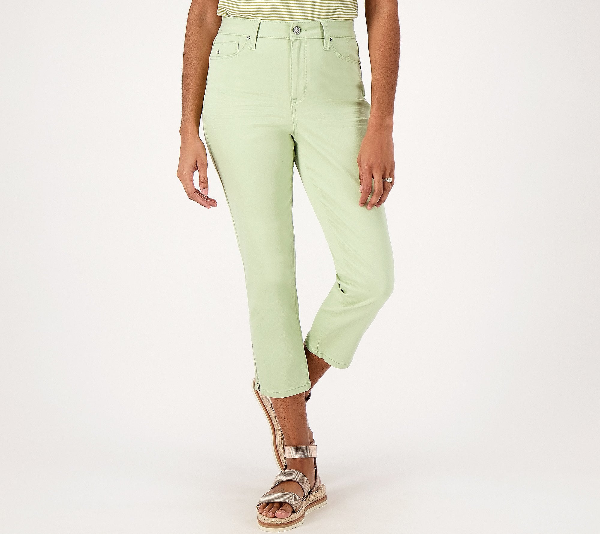 Wave Denim 5-Pocket Capri with Zipper Detail