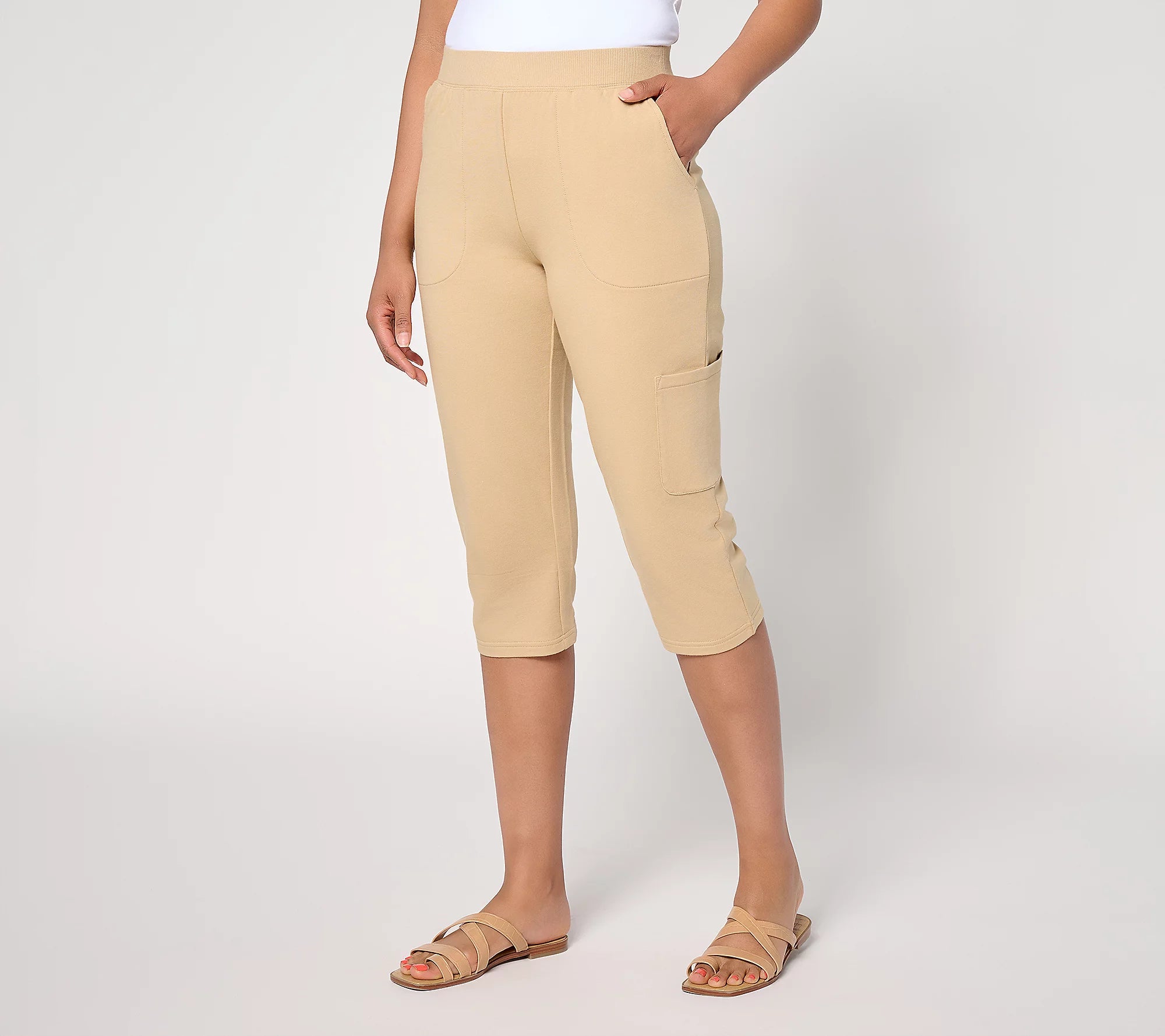 Active French Terry Cargo Capri Pants