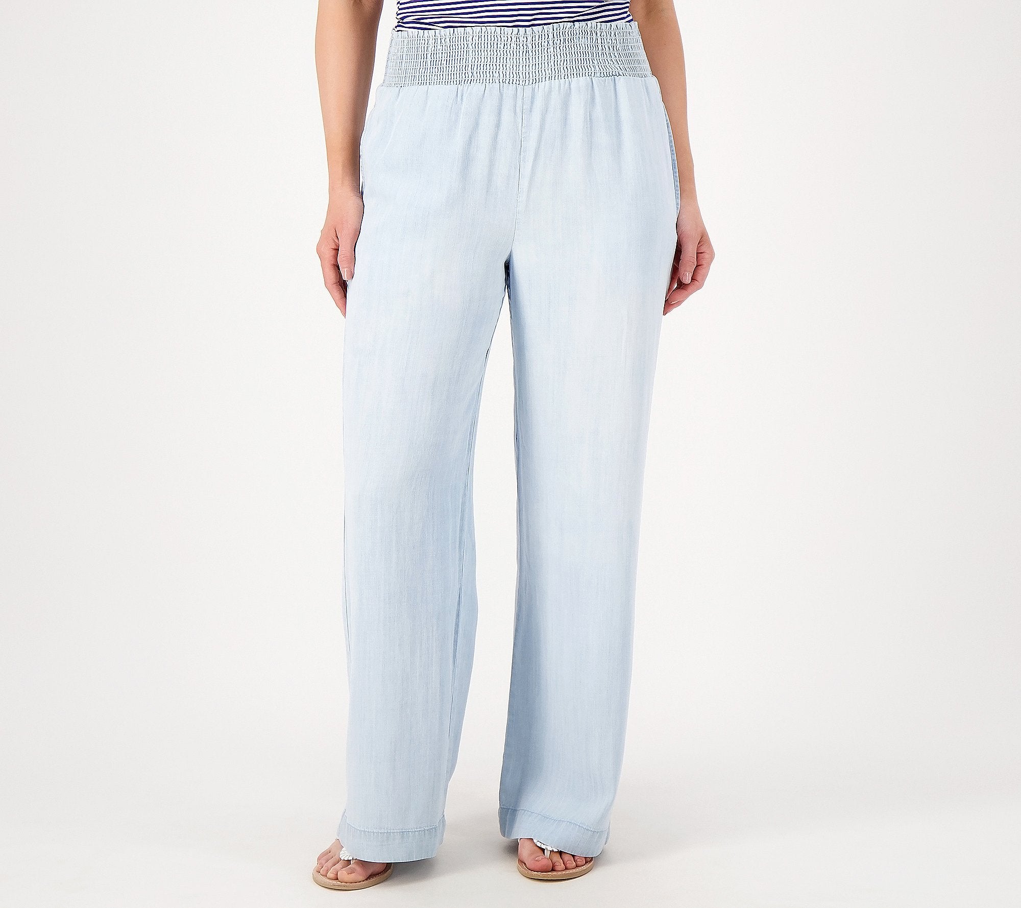Smocked Waist Wide Leg Pants