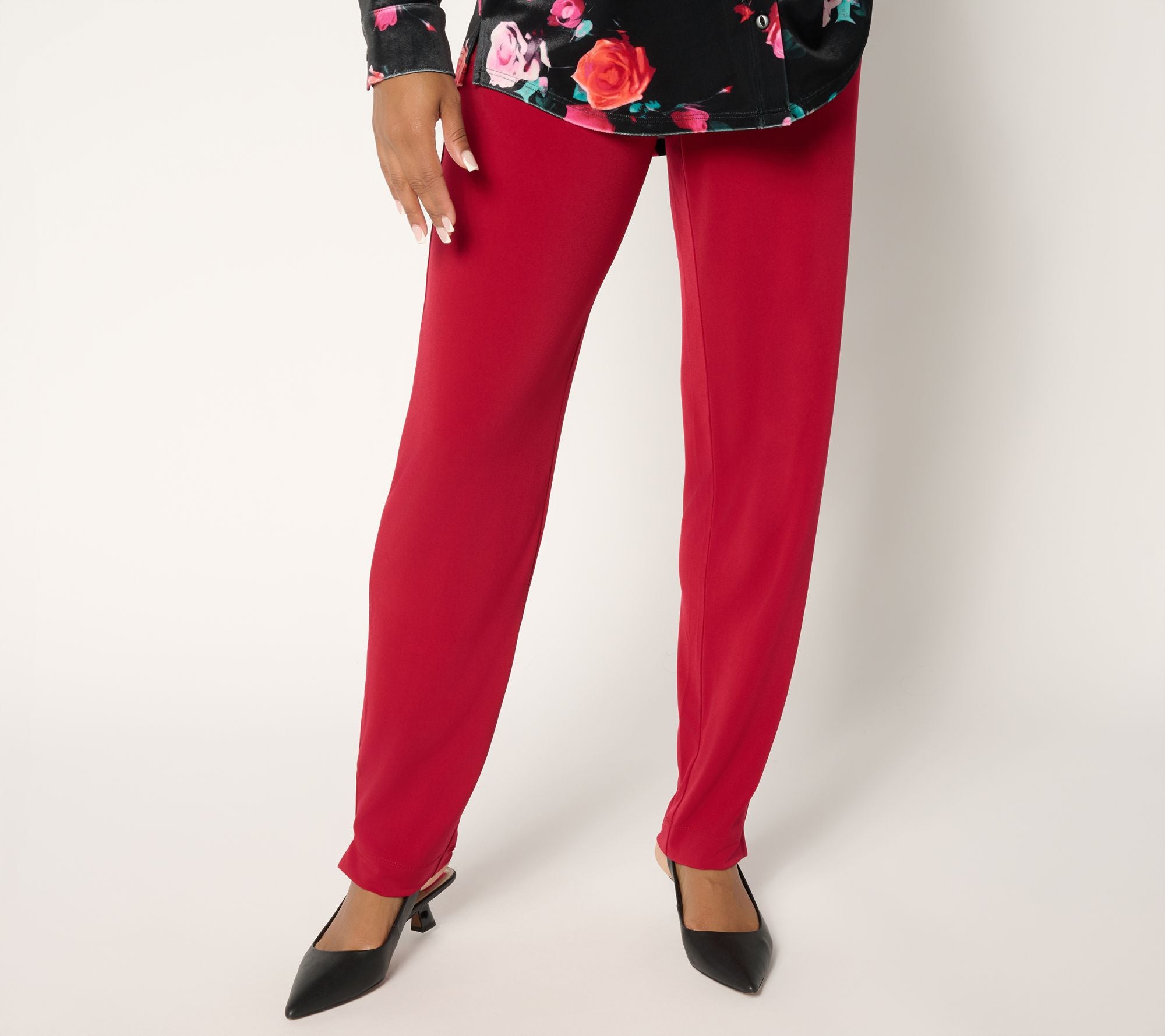Liquid Knit Straight-Leg Pants - Red Currant