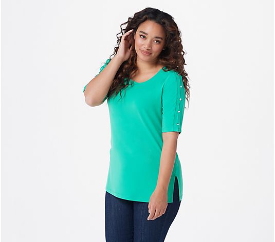 Liquid Knit Elbow-Sleeve Tunic