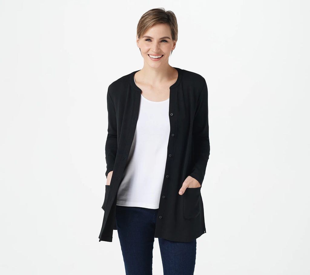 Essentials Pima Cotton Button Front Cardigan