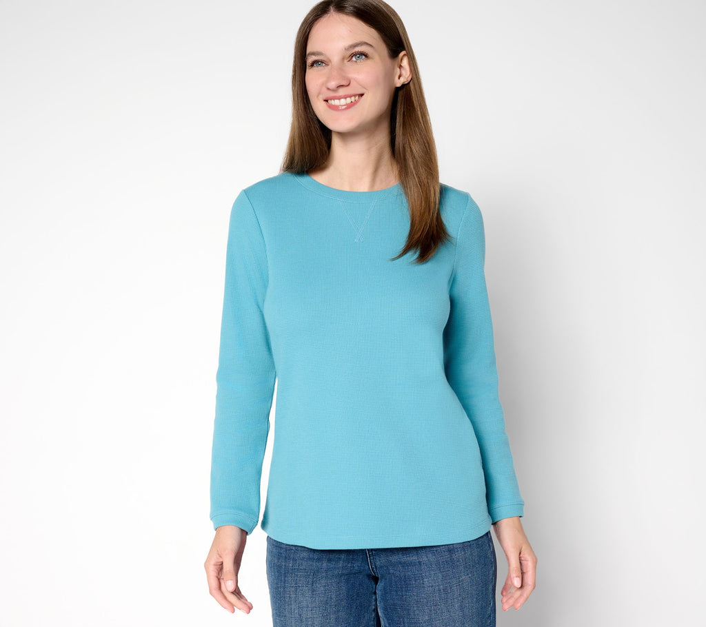 Waffle Knit Long-Sleeve Top