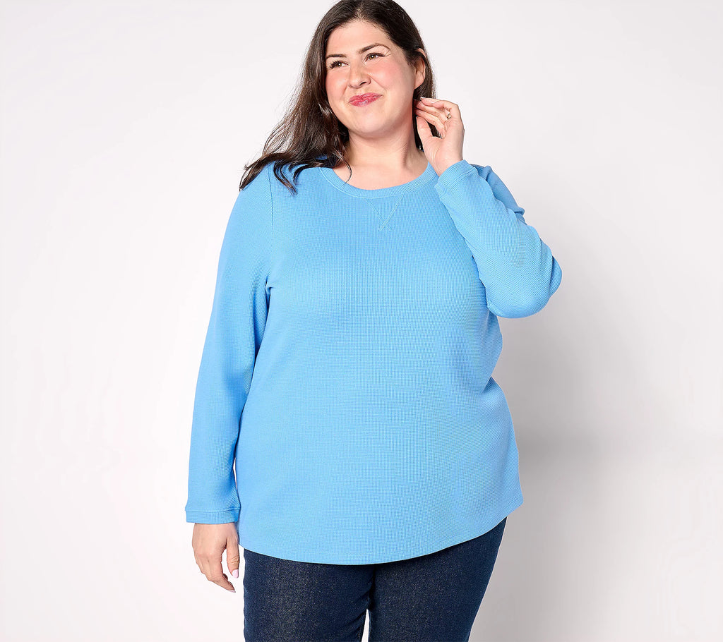 Waffle Knit Long-Sleeve Top