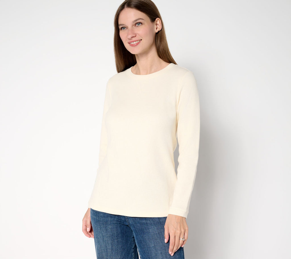 Waffle Knit Long-Sleeve Top