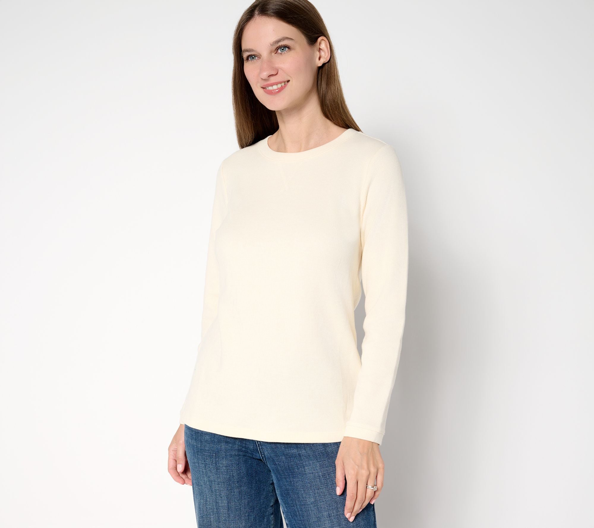 Waffle Knit Long-Sleeve Top