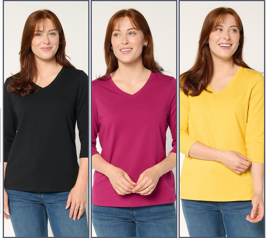 Perfect Jersey 3-Pack 3/4 Sleeve Tops