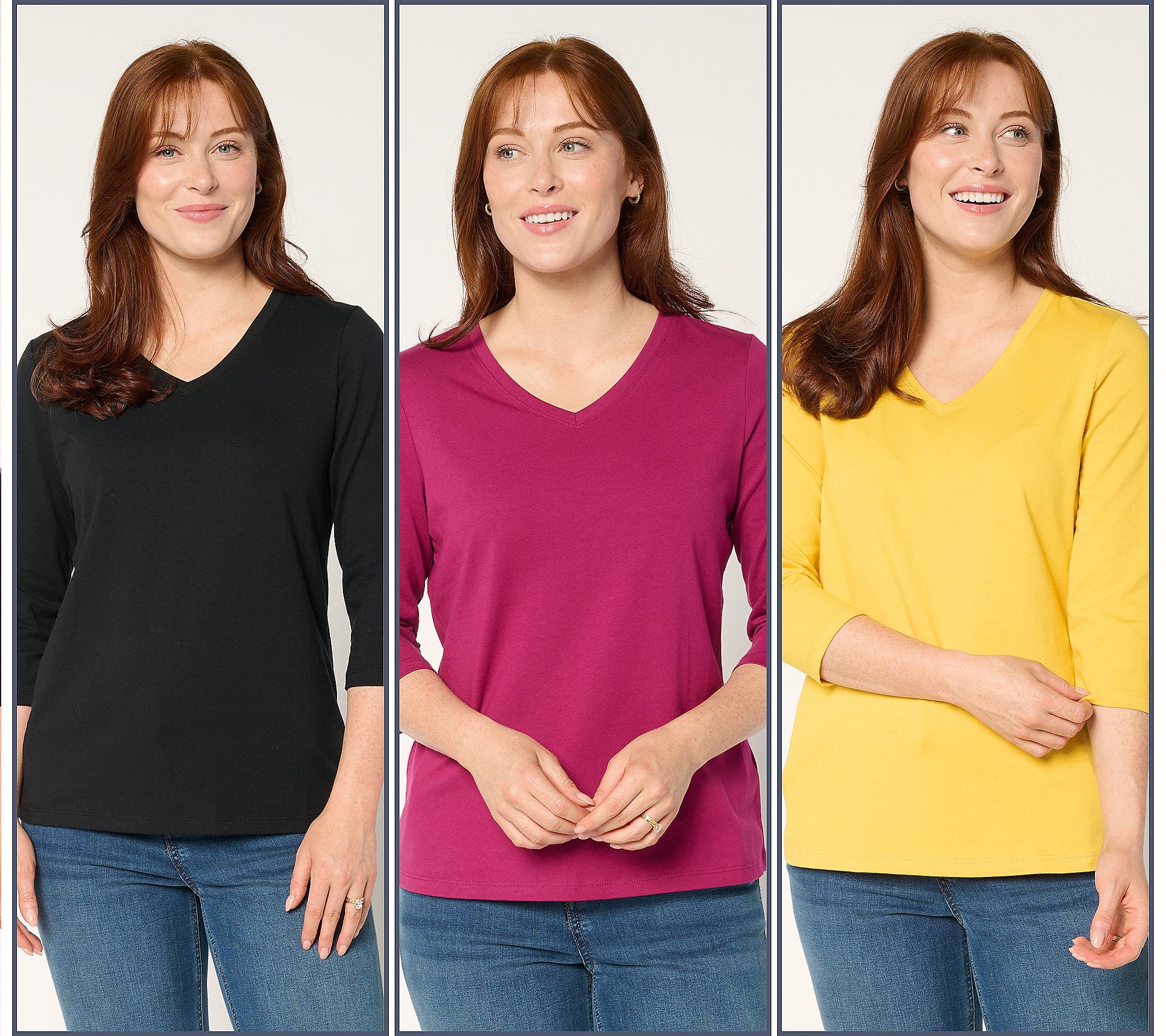 Perfect Jersey 3-Pack 3/4 Sleeve Tops