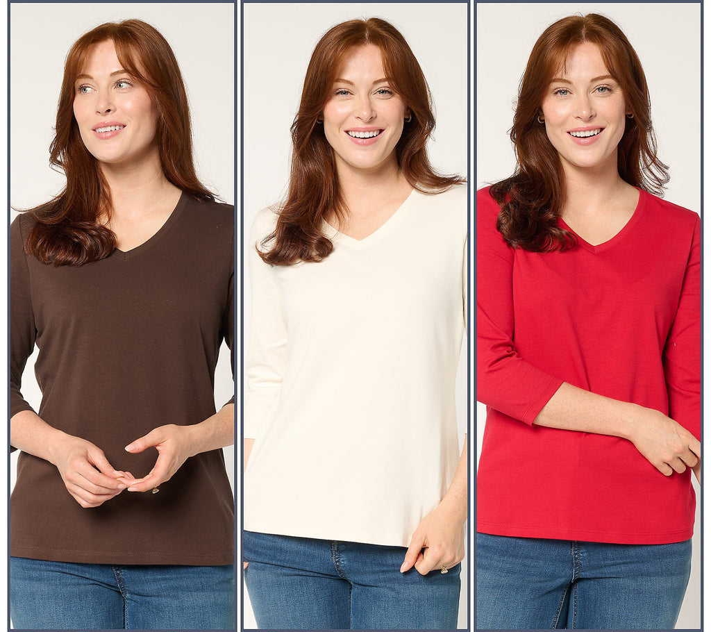 Perfect Jersey 3-Pack 3/4 Sleeve Tops