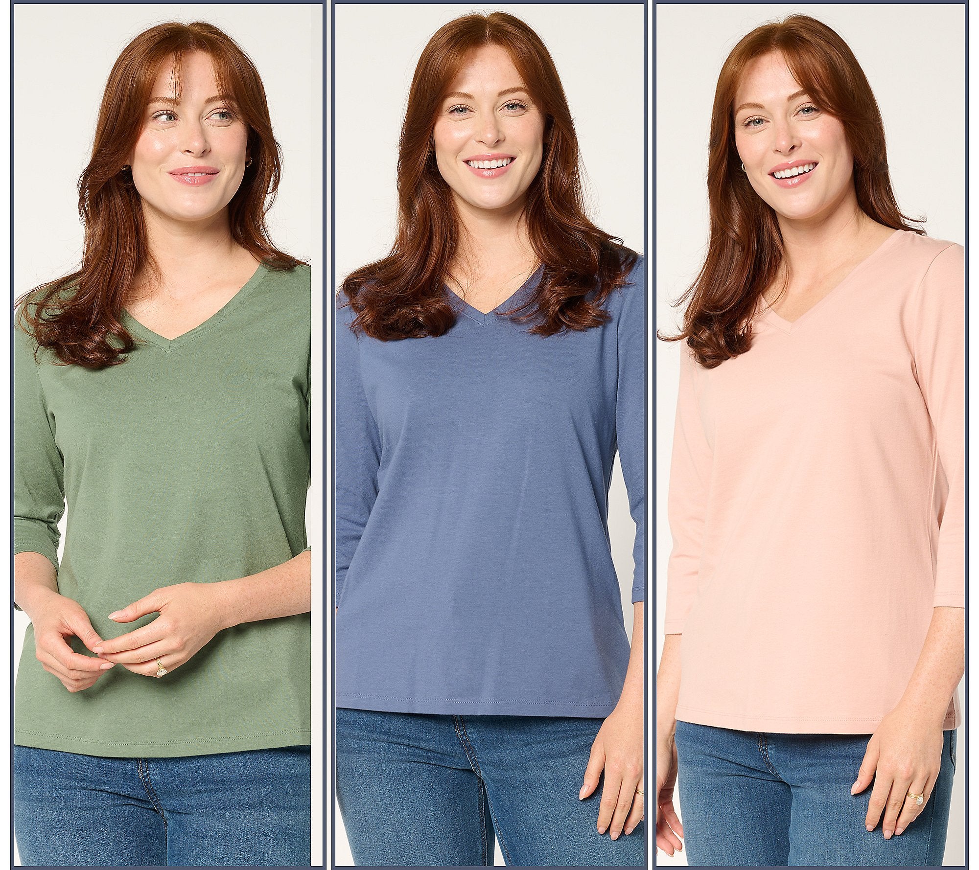 Perfect Jersey 3-Pack 3/4 Sleeve Tops