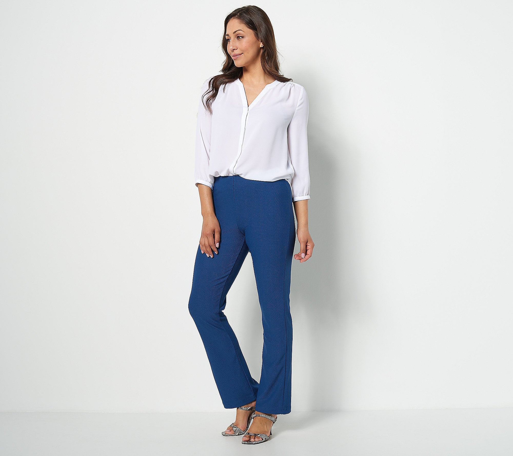 Textured Knit Pull On Flare Pant