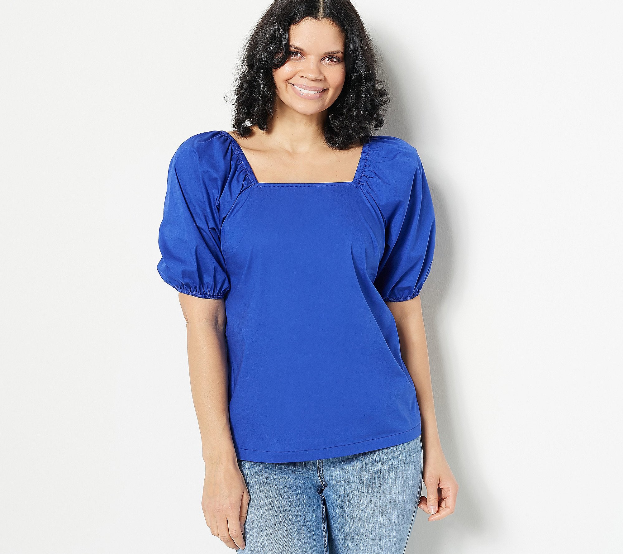 Square Neck Balloon Sleeve Top