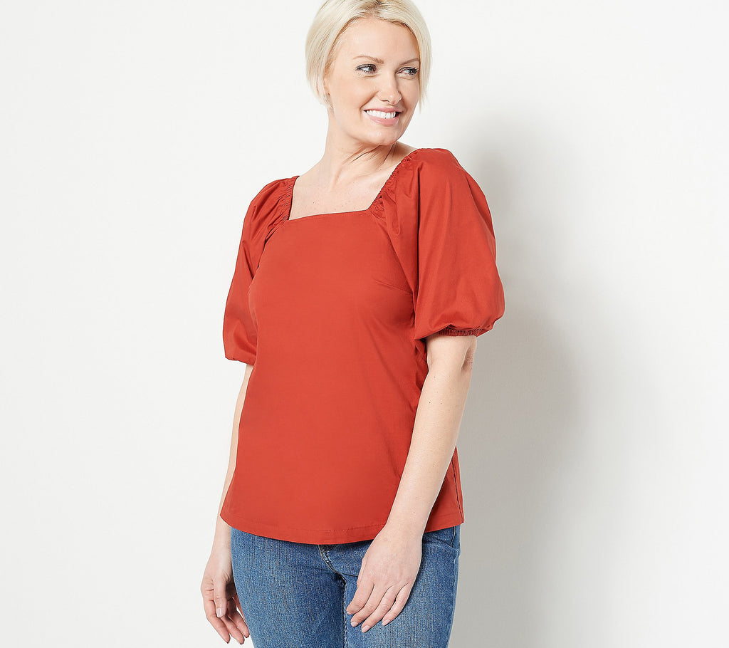 Square Neck Balloon Sleeve Top